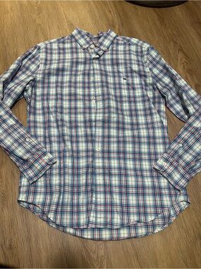 Vineyard Vines Men's Plaid Button-Down Shirt - Blue & Pink